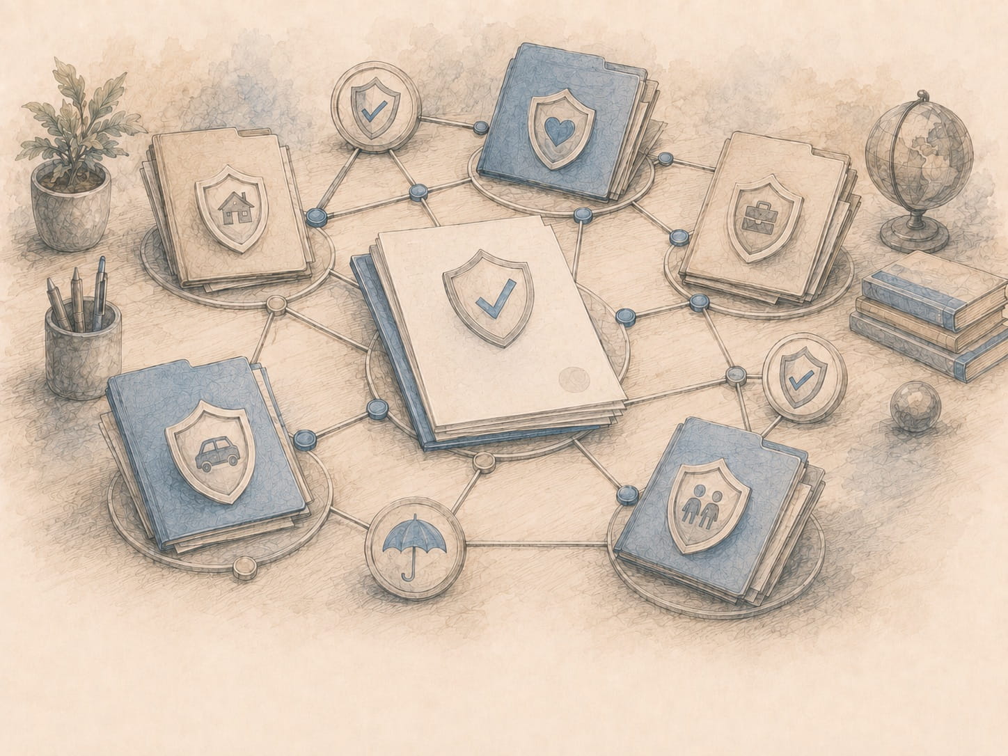 Darstellung eines Netzwerks mit vielen Verbindungen symbolisiert Kooperationen mit Versicherungsgesellschaften